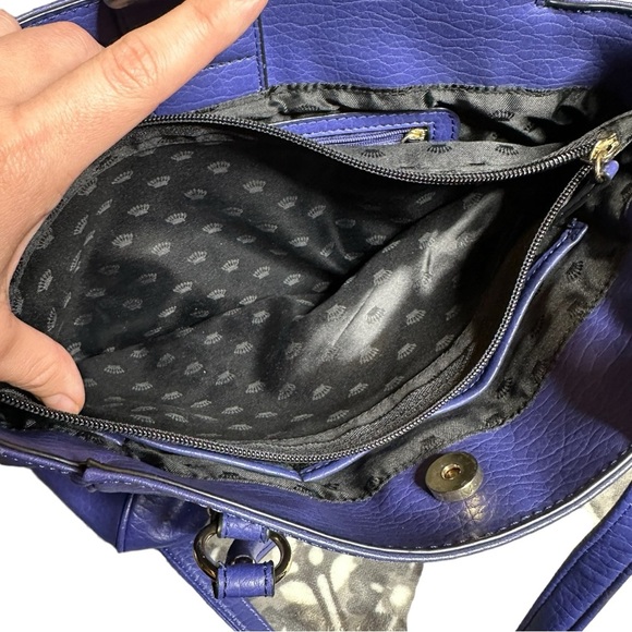 Juicy Couture Faux Leather Satchel Purple Blue Medium Size - Picture 7 of 11